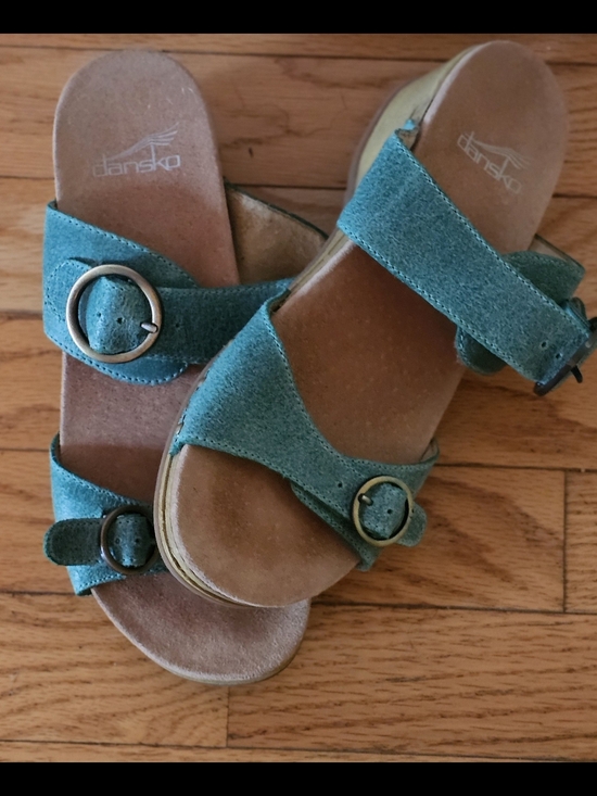 Dansko Shoes - Dansko Teal Manda Leather Sandals Size 38